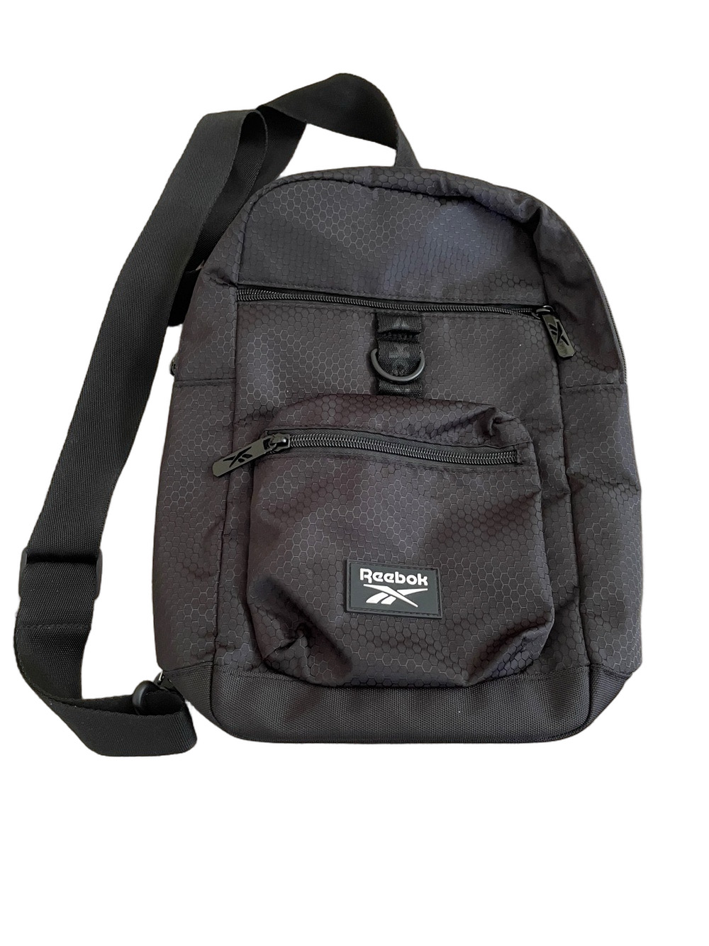 Reebok Black Hex-Pattern Sling Bag